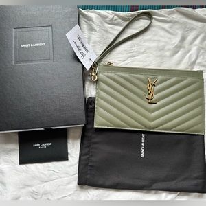 YSL: CASSANDRE MATELASSÉ LARGE ZIPPED POUCH IN GRAIN DE POUDRE EMBOSSED LEATHER